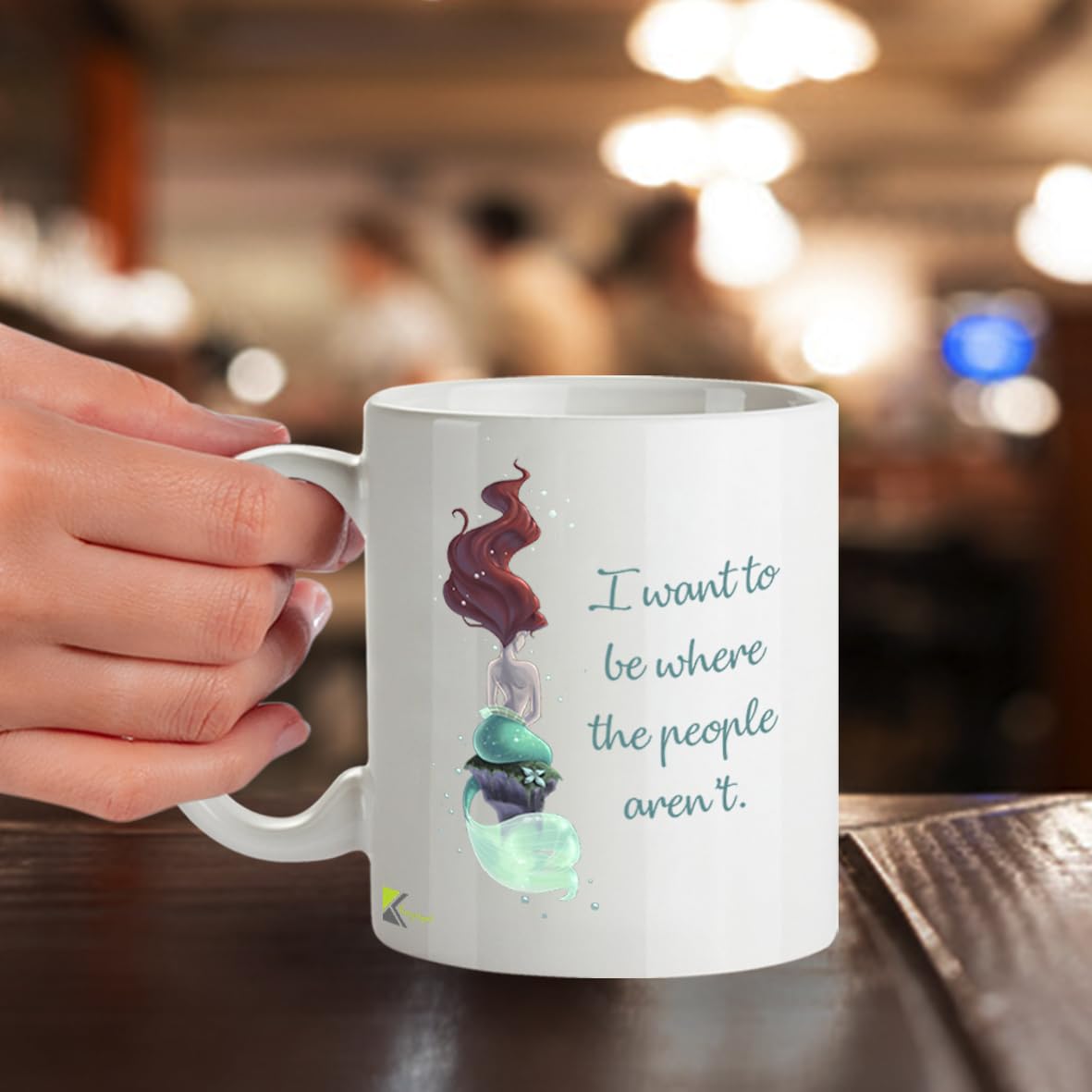 Kruzroyal DZ212 I Want to be Where The People aren't/Mermaid Funny Novelty Great Gift Idea Coffee Tea Mug
