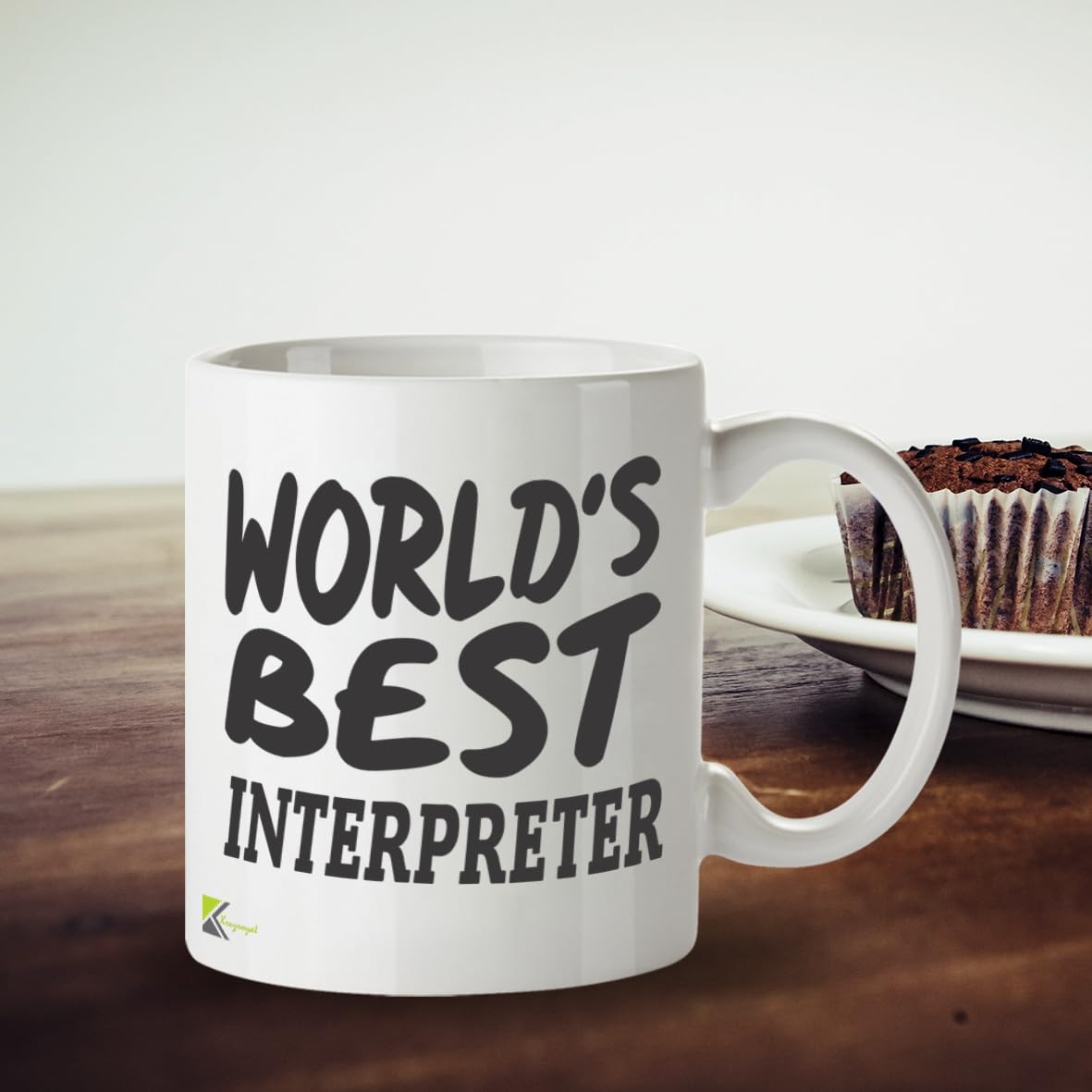 Kruzroyal DZ840 World's Best Interpreter Mug 11oz - White Ceramic Cup for Translator, Linguist, BSL - Ideal Birthday, Thank You, Leaving Present