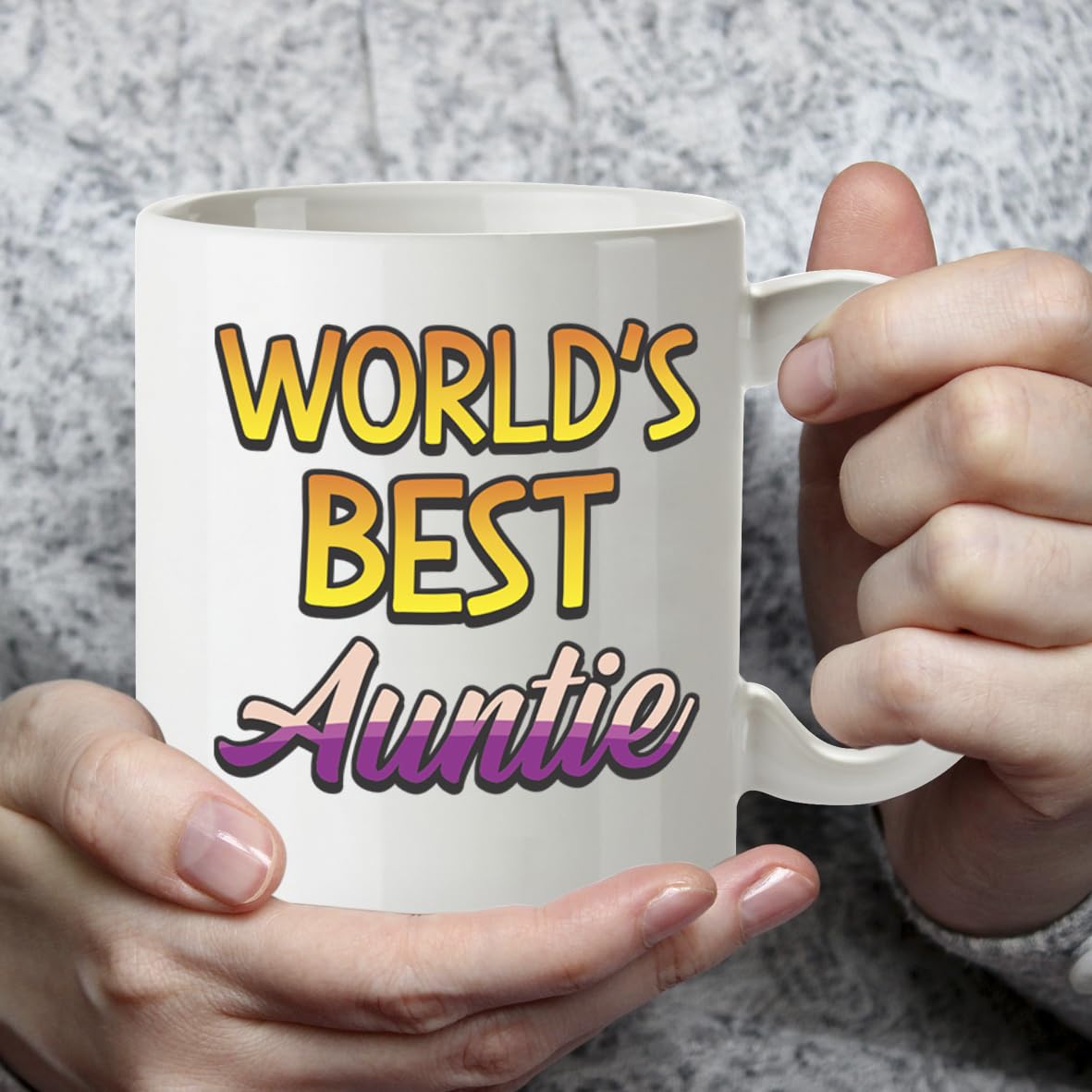 Kruzroyal DZ826 World's Best Auntie Mug 11oz - White Ceramic Coffee & Tea Cup for Aunty, Godmother - Ideal Birthday or Mother's Day Present for Her