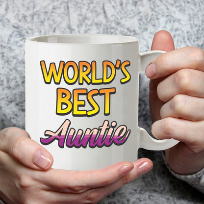 Kruzroyal DZ826 World's Best Auntie Mug 11oz - White Ceramic Coffee & Tea Cup for Aunty, Godmother - Ideal Birthday or Mother's Day Present for Her