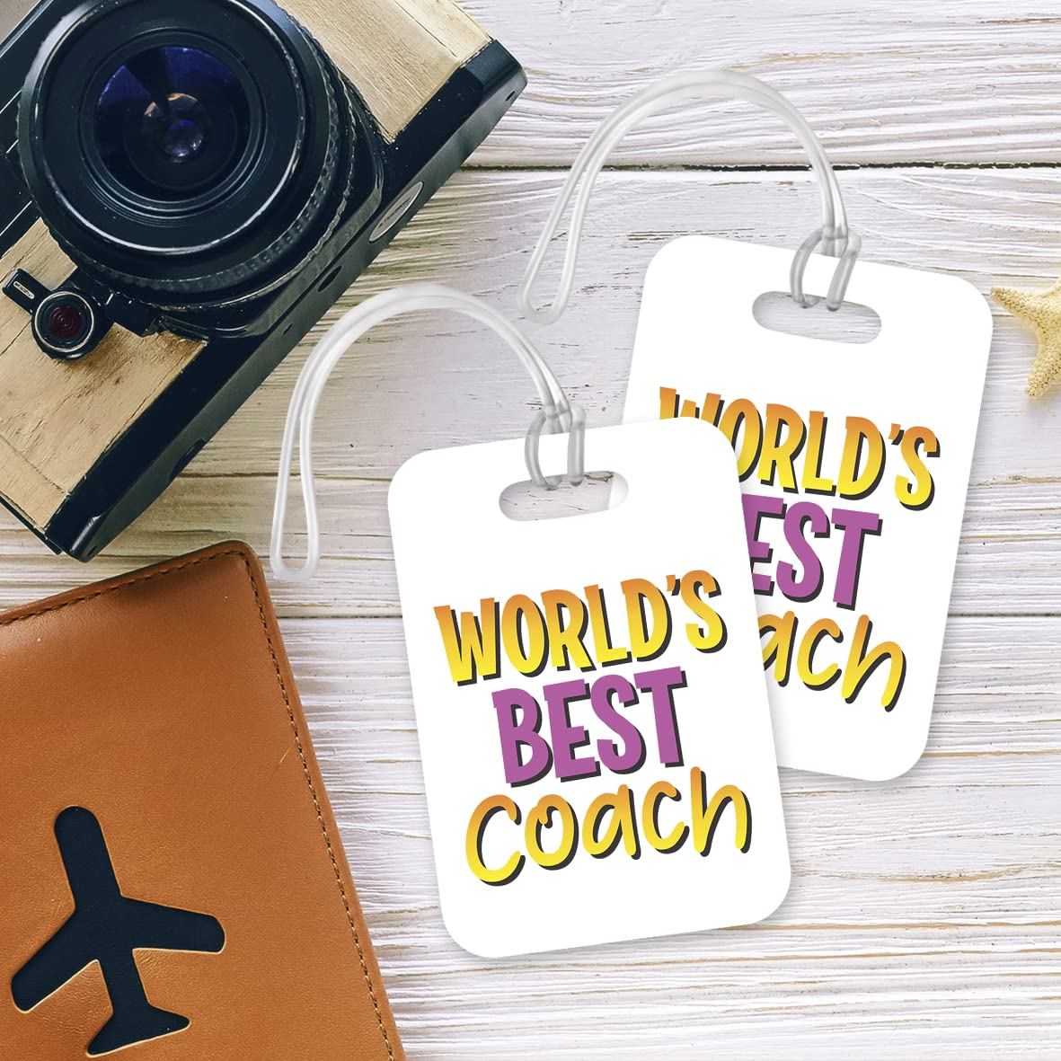 LT499 World's Best Coach Novelty Funny Unique Designer Gift, Suitcase, Glossy Plastic Luggage Tag for Coach