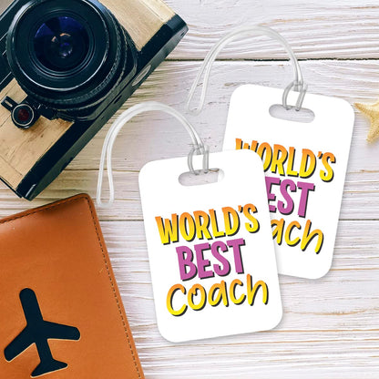 LT499 World's Best Coach Novelty Funny Unique Designer Gift, Suitcase, Glossy Plastic Luggage Tag for Coach