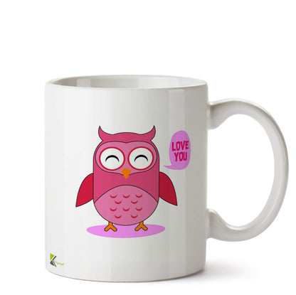 Kruzroyal Cute Owl Love You Mug | Adorable Animal Gift for Partner, Friend, Mum | Romantic Ceramic Coffee Tea Cup