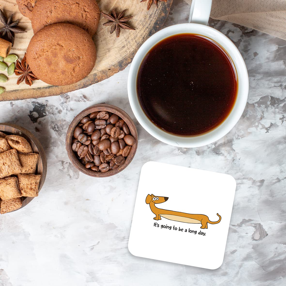 CS413 It's going to be a long day Office Novelty Funny Coffee Tea Drink Gift Glossy MDF Wooden Coaster