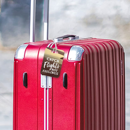 LT204 Catch Flights Not Feelings Novelty Funny Unique Designer Gift Glossy Plastic Suitcase Luggage Tag