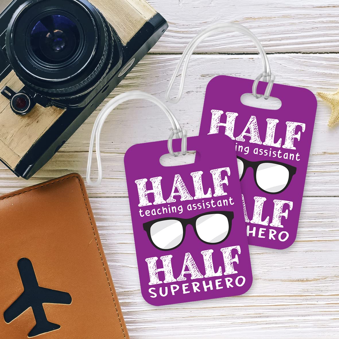 LT163 Half Teaching Assistant Half Superhero Novelty Funny Unique Designer Gift Glossy Plastic Suitcase Luggage Tag
