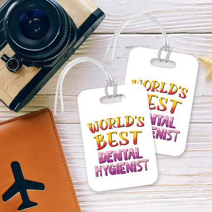 LT466 World's Best Dental Hygienist Novelty Funny Unique Designer Gift, Suitcase, Glossy Plastic Luggage Tag for Dental Hygienist