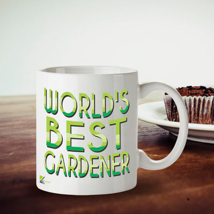 Kruzroyal DZ876 World's Best Gardener Mug 11oz - White Ceramic Cup for Dad, Grandad, Allotment Holder - Funny Birthday, Father's Day Present