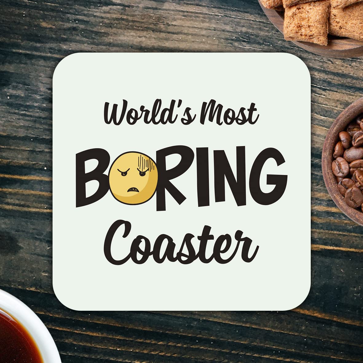 CS657 World's Most Boring Coaster Novelty Funny Coffee Tea Drink Gift Glossy MDF Wooden Coaster