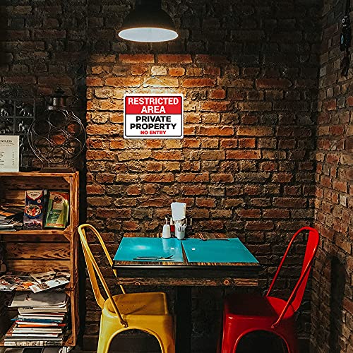 MP460 Restricted Area : Private Property No Entry Funny Novelty Retro Vintage Metal Wall Sign Plaque 20cm x 15cm