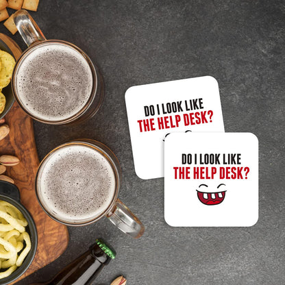 CS748 Do i Look Like The Help Desk? Novelty Funny Coffee Tea Drink Gift Glossy MDF Wooden Coaster