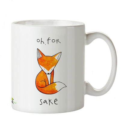 Kruzroyal Funny Fox Mug, Oh for Fox Sake Pun Design, Cheeky Novelty Gift for Animal Lover, Friend or Coworker, White Ceramic Coffee Cup Novelty Great Gift Idea Coffee Tea Mug, 11 oz