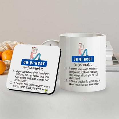 Kruzroyal SM049 Engineer Definition - Gifts for Engineers, Future Engineer Gifts - 11OZ Mug & Matching Coaster Set