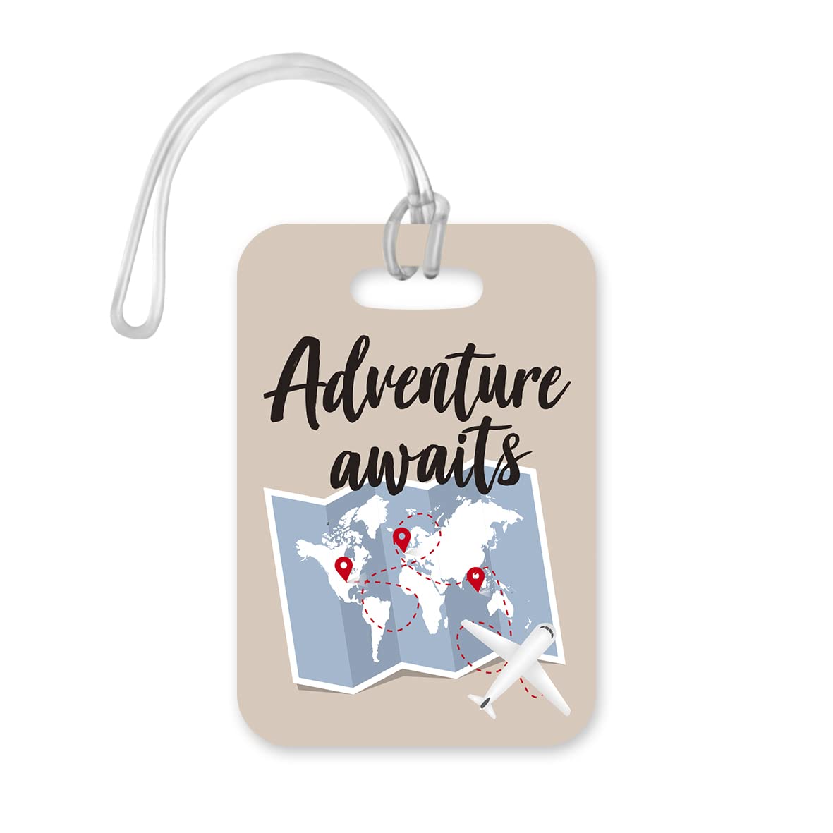 LT079 Adventure Awaits -Design 2 Novelty Funny Unique Designer Gift Glossy Plastic Suitcase Luggage Tag
