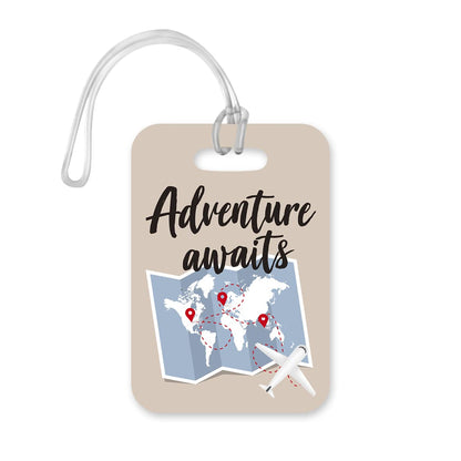 LT079 Adventure Awaits -Design 2 Novelty Funny Unique Designer Gift Glossy Plastic Suitcase Luggage Tag