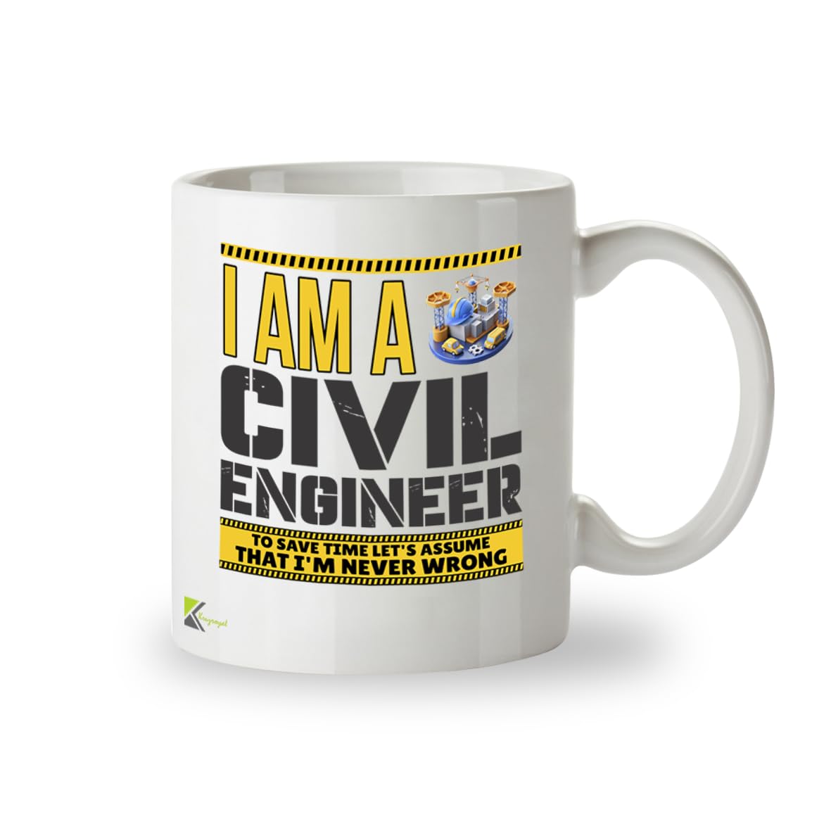 Kruzroyal DZ946 I Am A Civil Engineer, Let's Assume I'm Never Wrong 11oz White Ceramic Coffee Mug - Funny Sarcastic Engineering Gift for Civil Engineers & Students, Graduation Present