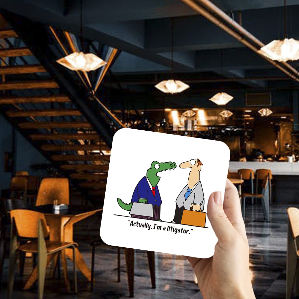 CS494 Actually, I'm a litigator Novelty Funny Coffee Tea Drink Gift Glossy MDF Wooden Coaster