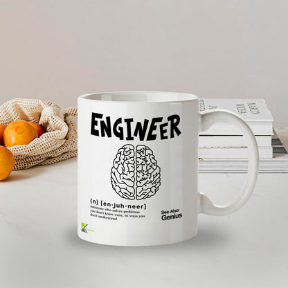 Kruzroyal Funny Engineer Mug Definition See Also Genius - 11oz Ceramic Coffee Tea Cup Gift for Engineers Students Coworkers - Dishwasher Microwave Safe STEM Novelty Present