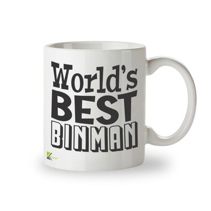 Kruzroyal DZ831 World's Best Binman Mug 11oz - White Ceramic Coffee & Tea Cup for Refuse Collector - Funny Birthday, Thank You Present for Dad, Husband