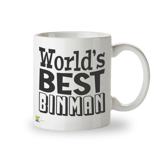 Kruzroyal DZ831 World's Best Binman Mug 11oz - White Ceramic Coffee & Tea Cup for Refuse Collector - Funny Birthday, Thank You Present for Dad, Husband