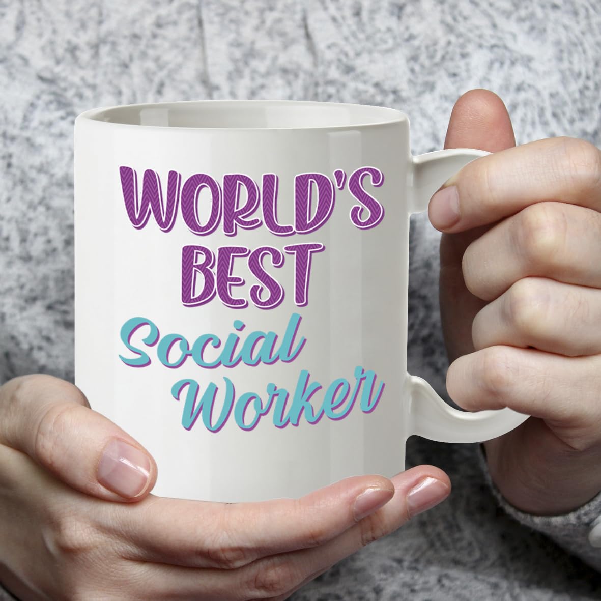 Kruzroyal DZ853 World's Best Social Worker Mug 11oz - White Ceramic Cup for Social Care Professional - Ideal Birthday, Thank You, Leaving Present