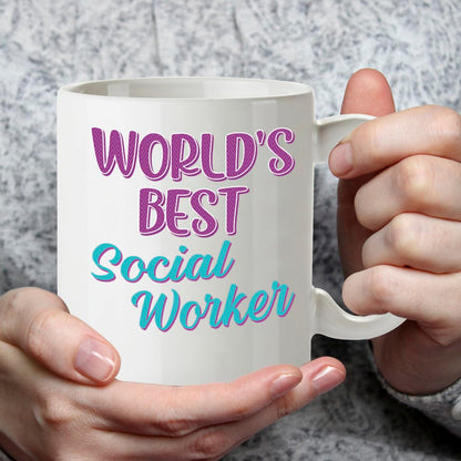 Kruzroyal DZ853 World's Best Social Worker Mug 11oz - White Ceramic Cup for Social Care Professional - Ideal Birthday, Thank You, Leaving Present