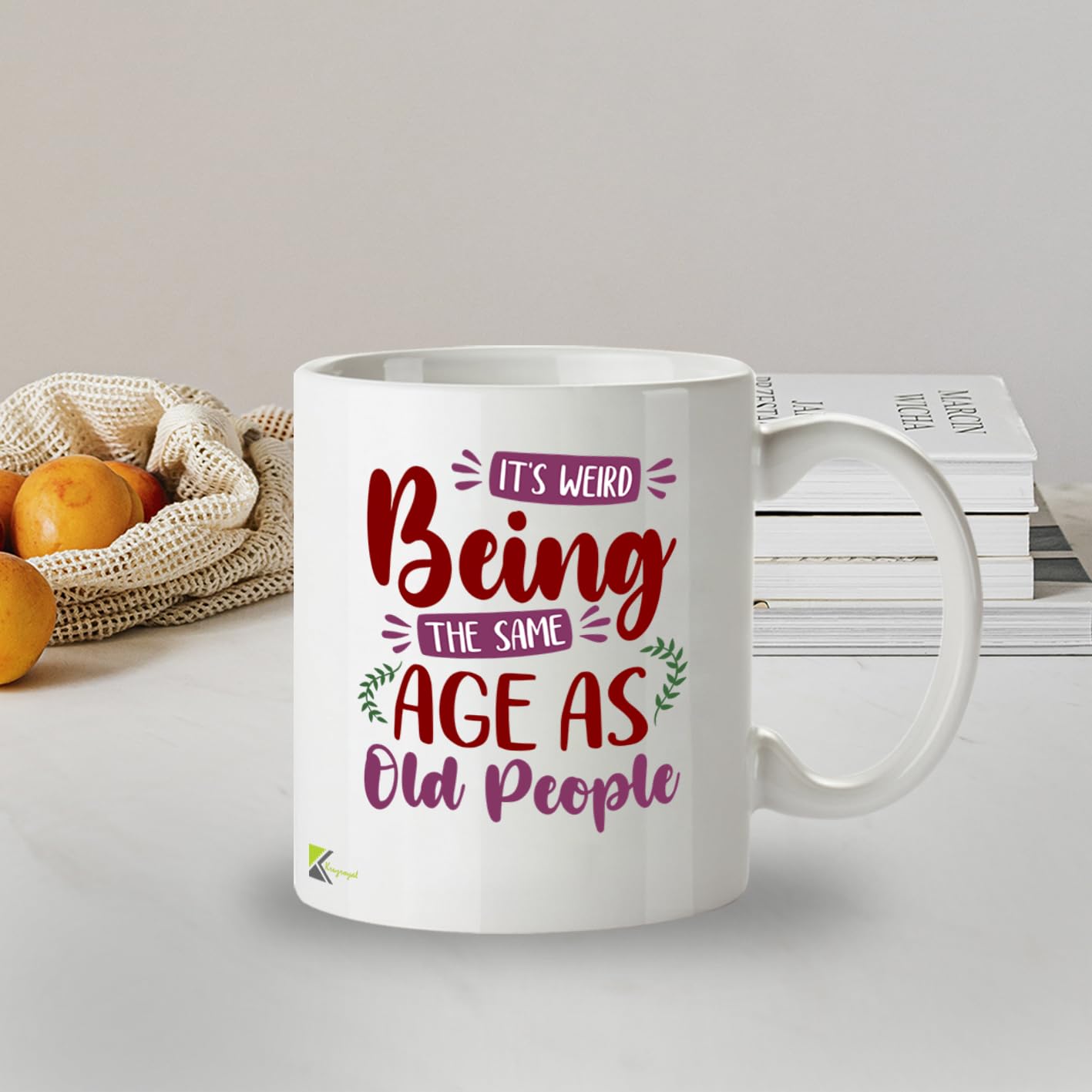 Kruzroyal Funny Birthday Mug | Weird Being Same Age As Old People | 40th 50th 60th Birthday Gift for Women Men Mum Dad | Novelty 11oz