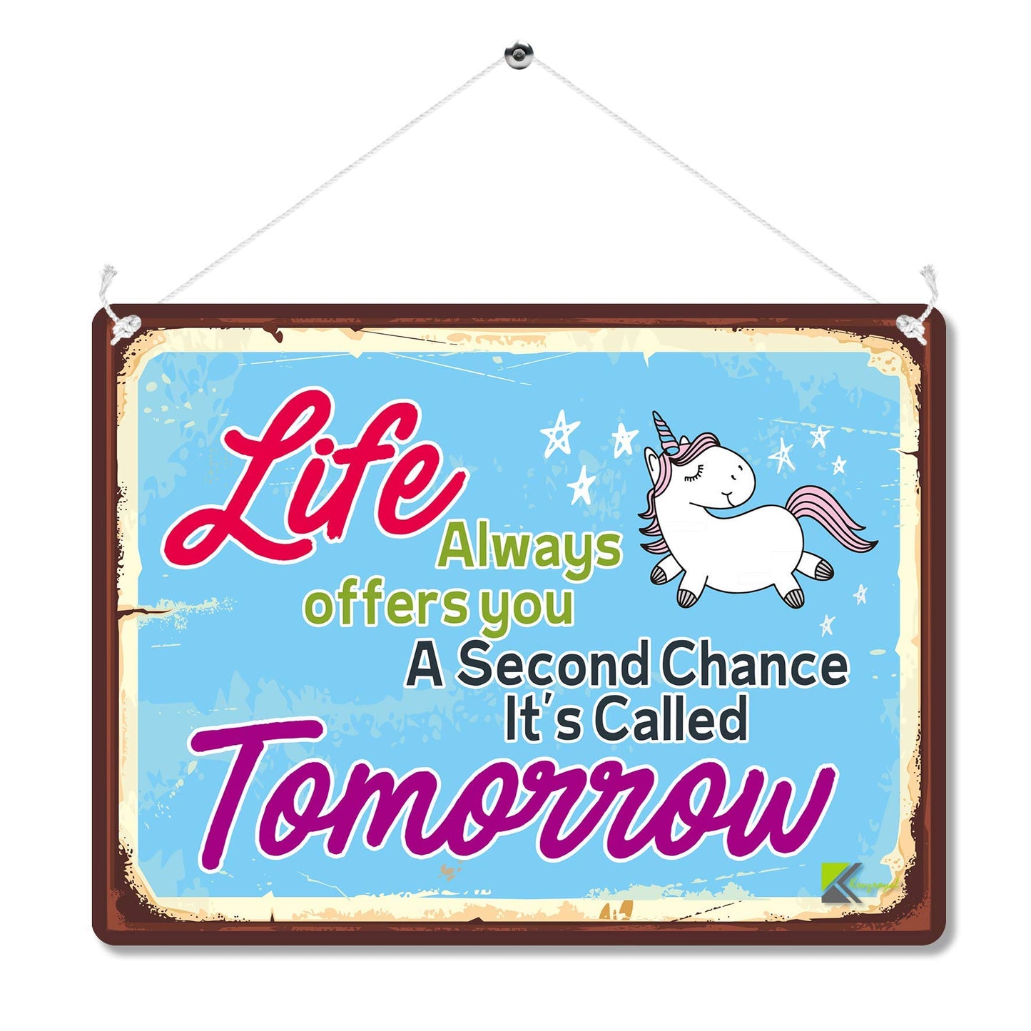 Kruzroyal MP163 Life always offers you a second chance it's called tomorrow Funny Novelty Retro Vintage Metal Wall Sign Plaque 20cm x 15cm