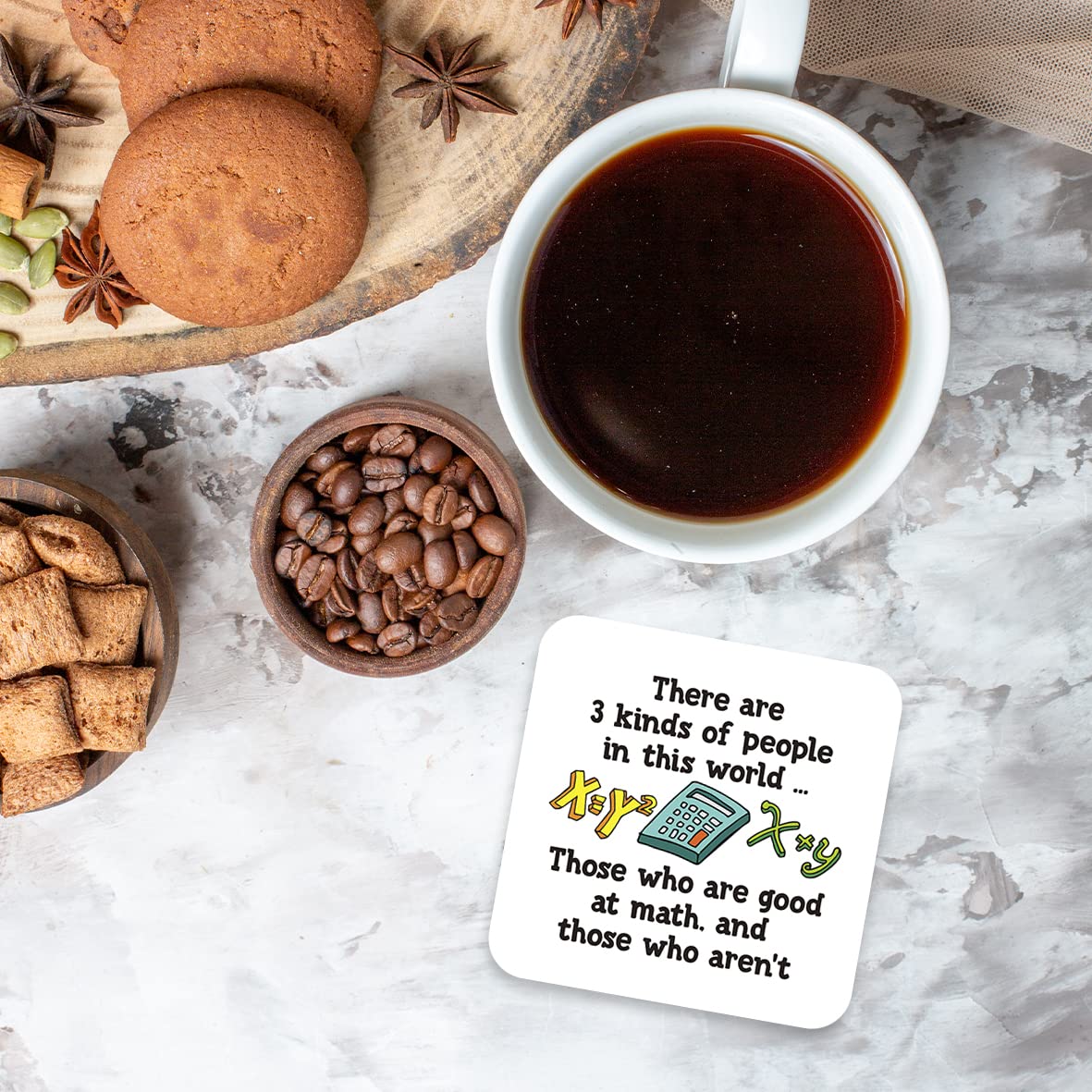CS435 There are 3 Kinds of People in This World... Those who are Good at Math, and Those who aren't Novelty Funny Coffee Tea Drink Gift Glossy MDF Wooden Coaster