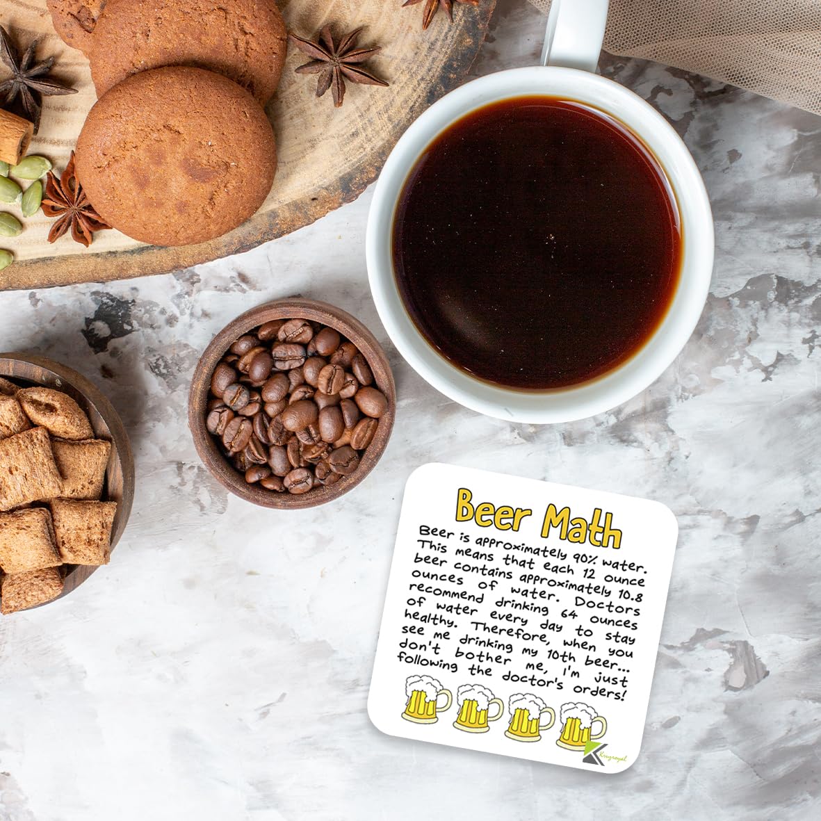 CS334 Beer Math Novelty Funny Coffee Tea Drink Gift Glossy MDF Wooden Coaster