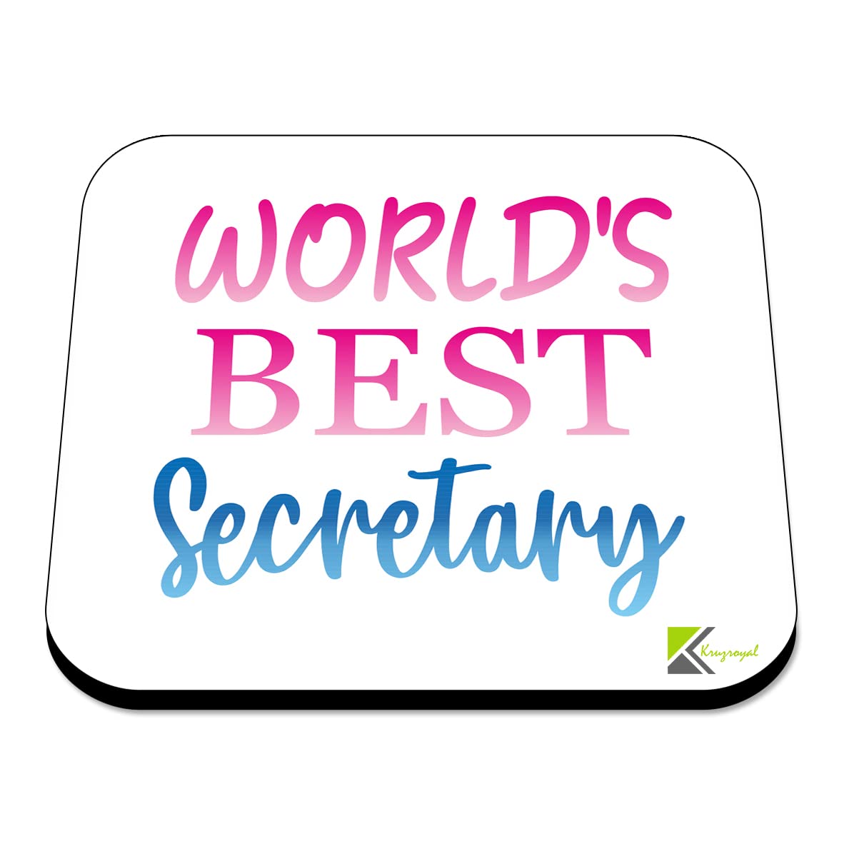 WB067 World's Best Secretary MDF Wooden Coaster by Kruzroyal | Gift for Secretary | Unique Novelty Present | 9cm x 9cm | Coffee Tea MDF Wooden Coaster