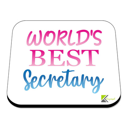 WB067 World's Best Secretary MDF Wooden Coaster by Kruzroyal | Gift for Secretary | Unique Novelty Present | 9cm x 9cm | Coffee Tea MDF Wooden Coaster