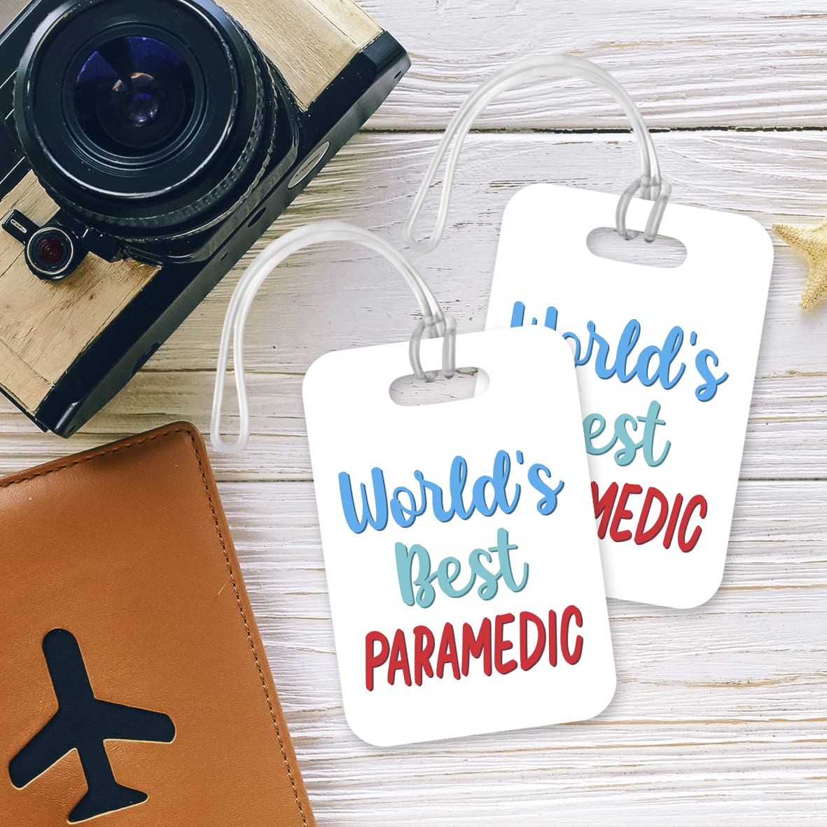 LT470 World's Best Paramedic Novelty Funny Unique Designer Gift, Suitcase, Glossy Plastic Luggage Tag for Paramedic