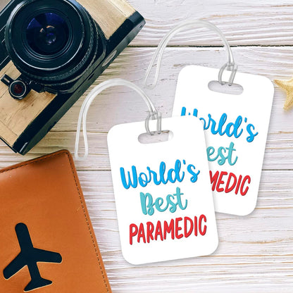 LT470 World's Best Paramedic Novelty Funny Unique Designer Gift, Suitcase, Glossy Plastic Luggage Tag for Paramedic