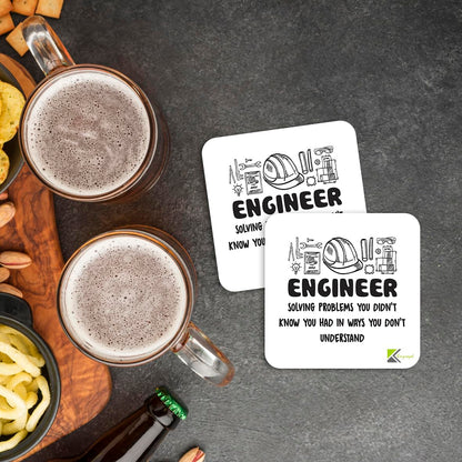 CS384 Engineer : Solving Problems You Didn't Know You had in Ways You Don't Understand Novelty Funny Coffee Tea Drink Gift Glossy MDF Wooden Coaster