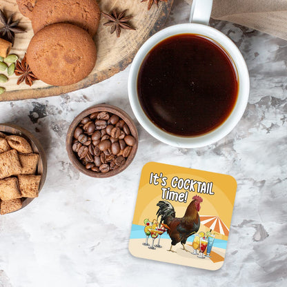 CS694 It's Cocktail Time! Novelty Funny Coffee Tea Drink Gift Glossy MDF Wooden Coaster