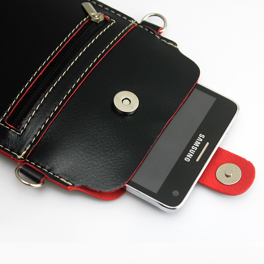 Kruzroyal Universal PU Leather Mobile Phone Bag Case Cover Pouch With Shoulder Strap Bag Ladies Girls