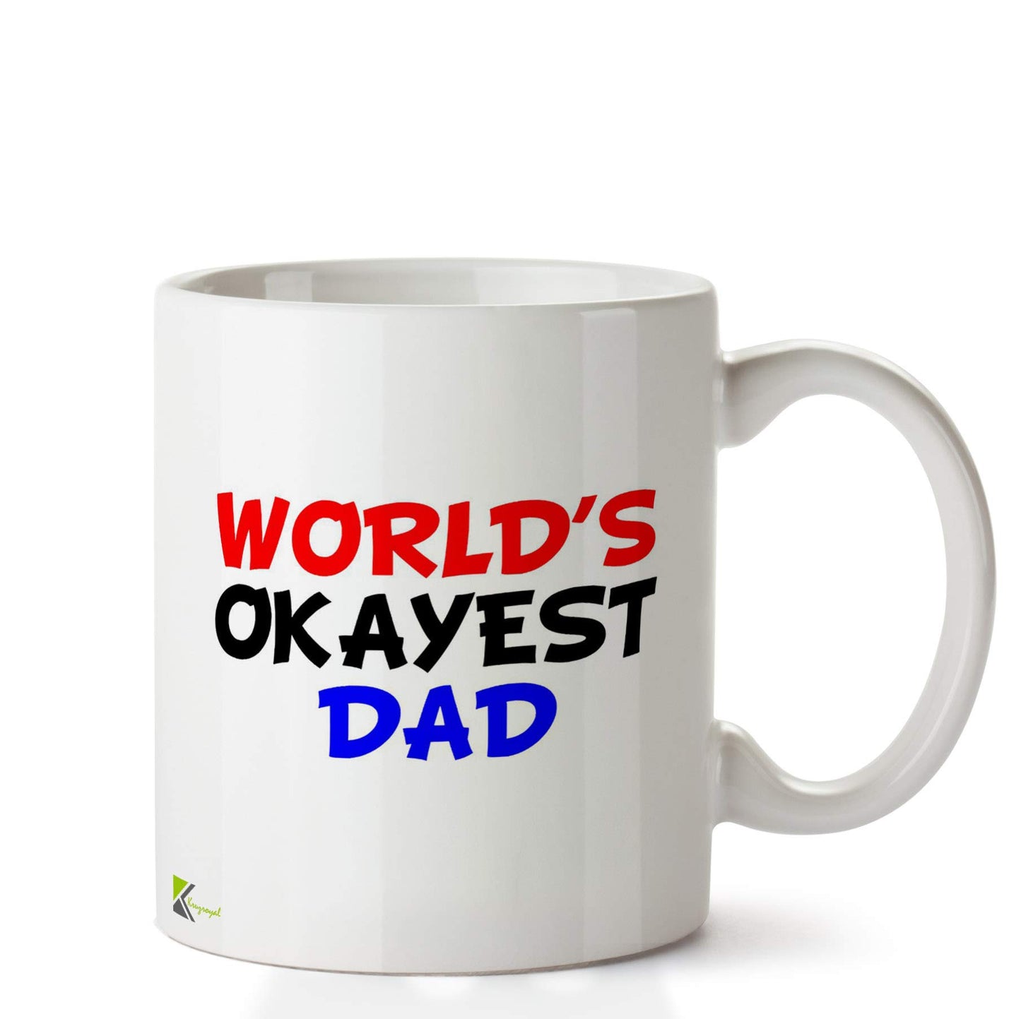 Kruzroyal DZ697 World's Okayest Dad Mug | Funny Father's Day Gift for Dads | 11oz White Ceramic Coffee Cup | Best Birthday Present for Him, Husband, Grandpa, Stepdad