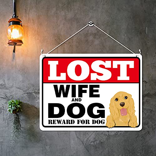Kruzroyal MP367 LOST, Wife and Dog,Reward for dog. Funny Novelty Retro Vintage Metal Wall Sign Plaque 20cm x 15cm
