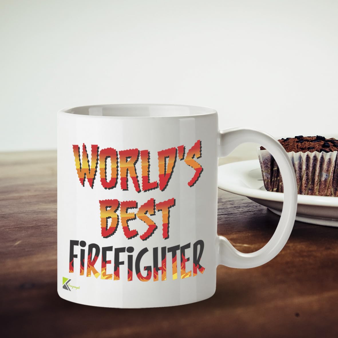 Kruzroyal DZ855 World's Best Firefighter Mug 11oz - White Ceramic Cup for Fireman, Fire Crew - Ideal Birthday, Retirement, Passing Out Present