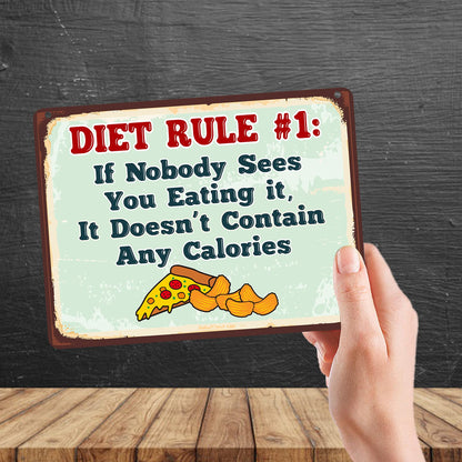 MP101 Diet Rule #1 Funny Novelty Retro Vintage Metal Wall Sign Plaque 20cm x 15cm