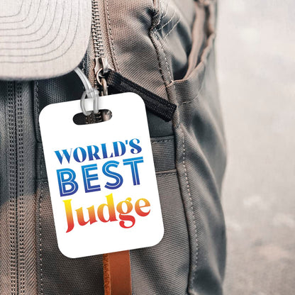 LT483 World's Best Judge Novelty Funny Unique Designer Gift, Suitcase, Glossy Plastic Luggage Tag for Judge