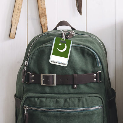 PLT261 Personalised Name with Pakistan Flag Novelty Funny Unique Designer Gift Glossy Plastic Suitcase Luggage Tag