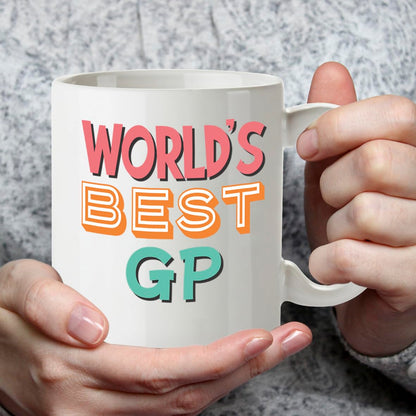Kruzroyal DZ880 World's Best GP Mug 11oz - White Ceramic Cup for Doctor, Medical Professional - Thank You, Retirement, Birthday Present