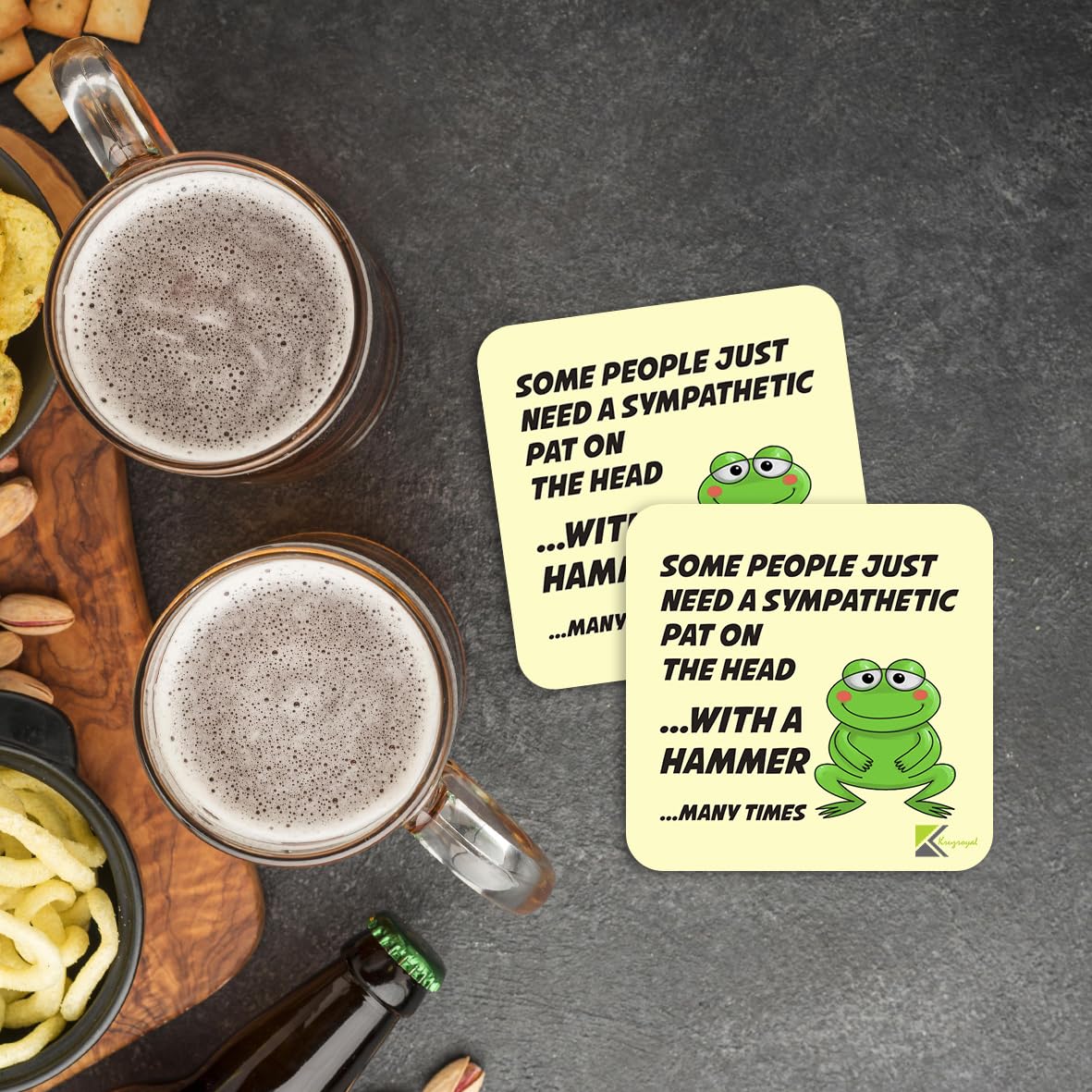 CS819 Some People just Need a Sympathetic pat on The Head... with a Hammer... Many Times Novelty Funny Coffee Tea Drink Gift Glossy MDF Wooden Coaster