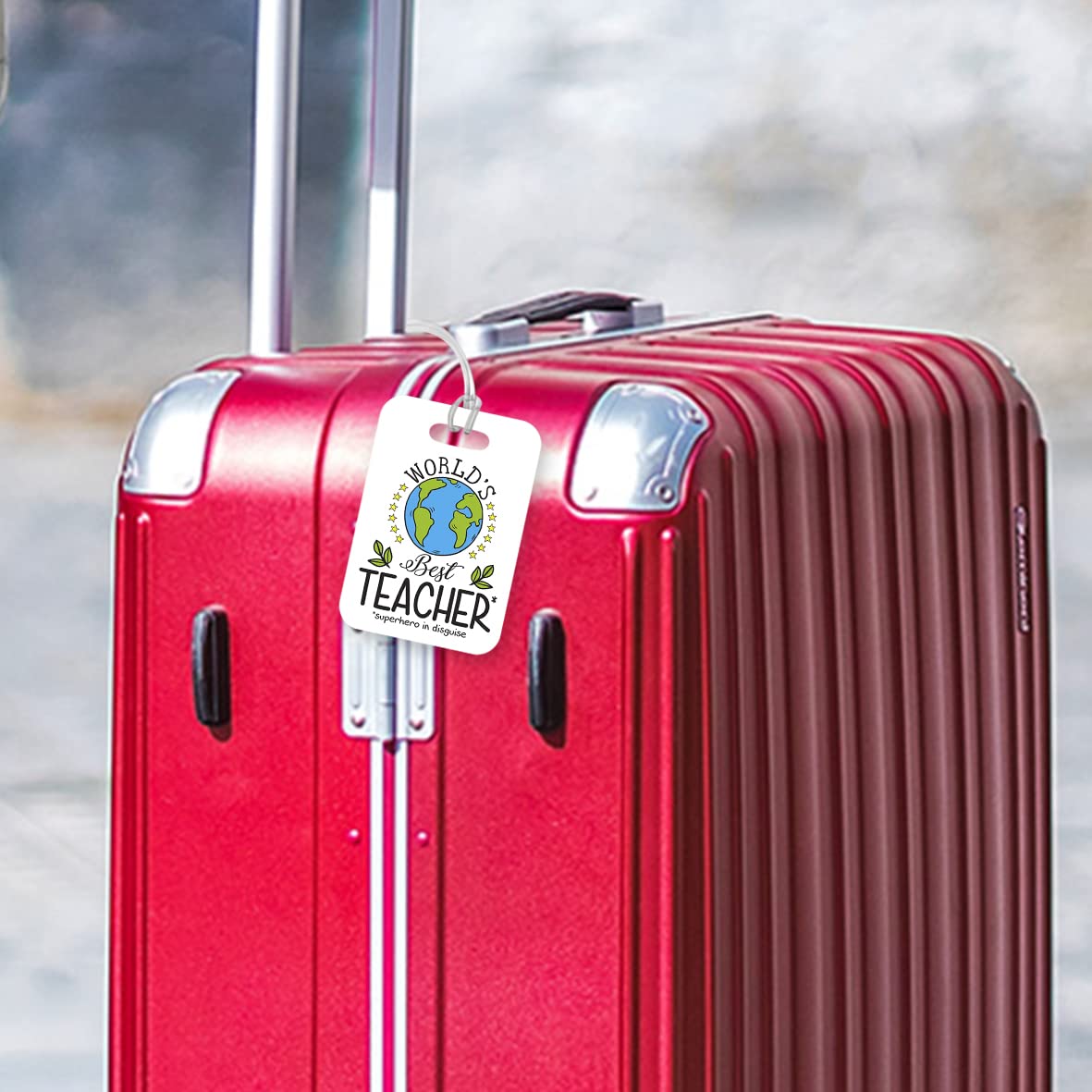 LT182 World's Best Teacher Novelty Funny Unique Designer Gift Glossy Plastic Suitcase Luggage Tag