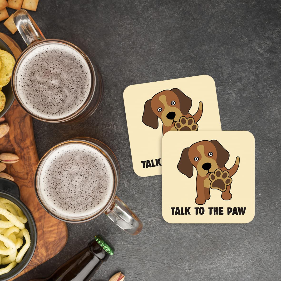 CS654 Talk to The paw Novelty Funny Coffee Tea Drink Gift Glossy MDF Wooden Coaster