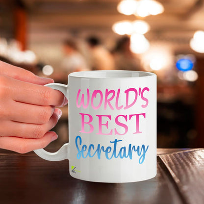 Kruzroyal DZ867 World's Best Secretary Mug 11oz - White Ceramic Cup for PA, Admin Assistant - Funny Birthday, Leaving, Thank You Present