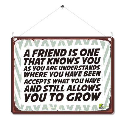 Kruzroyal MP179 A friend is one that knows you, understands where you have been,Funny Novelty Retro Vintage Metal Wall Sign Plaque 20cm x 15cm