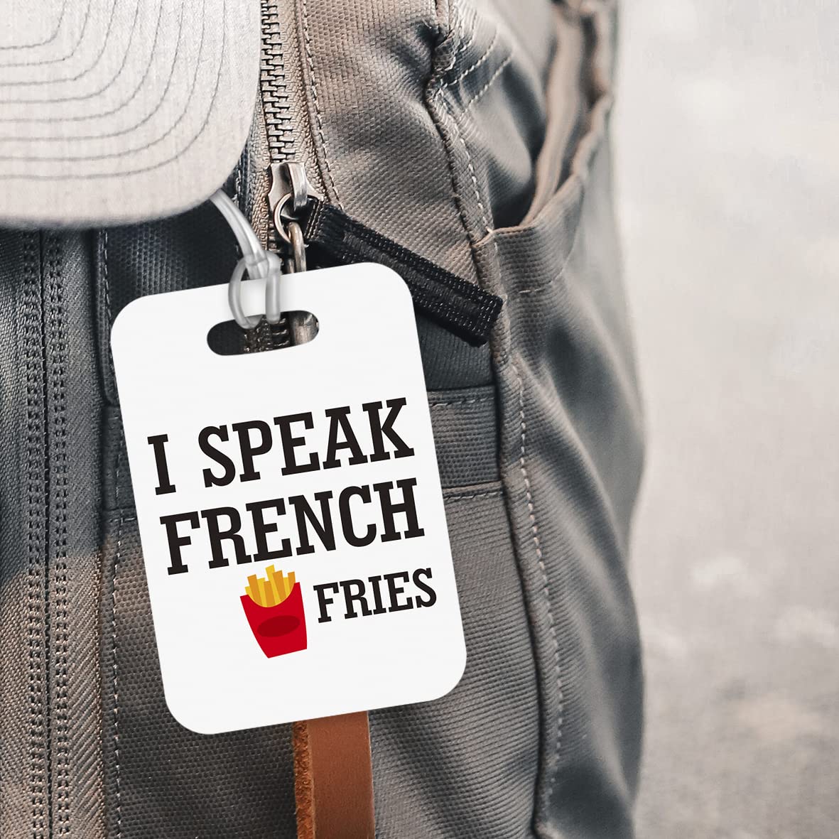 LT052 I Speak French Fries Novelty Funny Unique Designer Gift Glossy Plastic Suitcase Luggage Tag